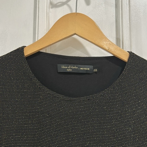 House of Haralow x Revolve Black Long Sleeve Bodysuit with Metallic Gold Details - Picture 5 of 11